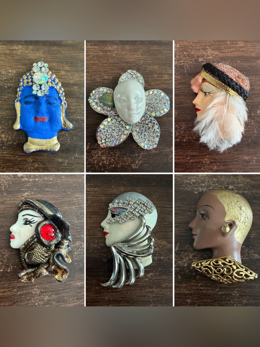Artisan Lady Face Brooches